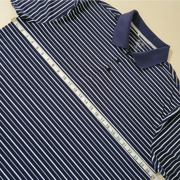 Adidas Golf Men's Classic Navy Stripe Polo Shirt Top - Picture 4 of 12